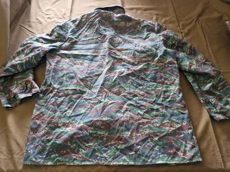South African Bush War SWAPO/ PLAN used Libyan Rhubarb camo l/s shirt. 66 Cm Armpit to Armpit