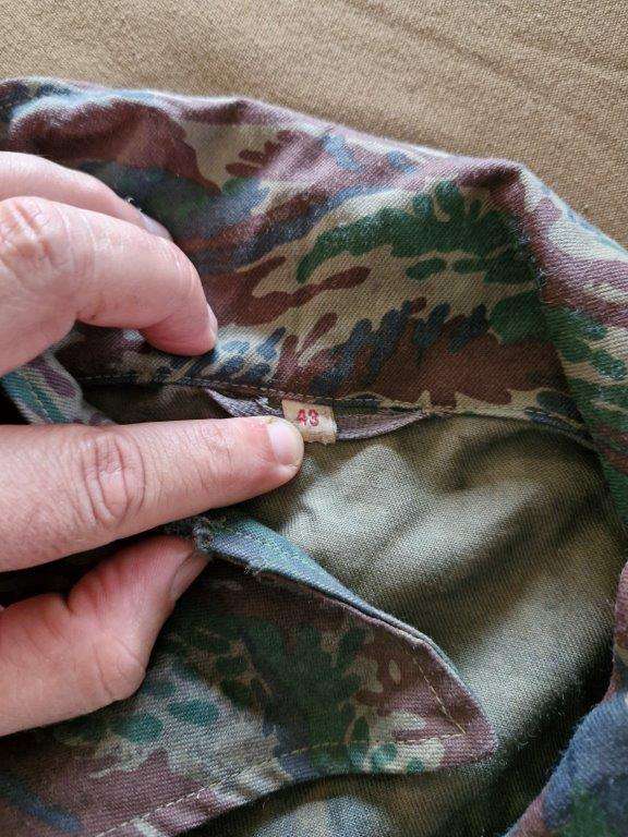 South African Bush War SWAPO/ PLAN used Libyan Rhubarb camo l/s shirt. 66 Cm Armpit to Armpit