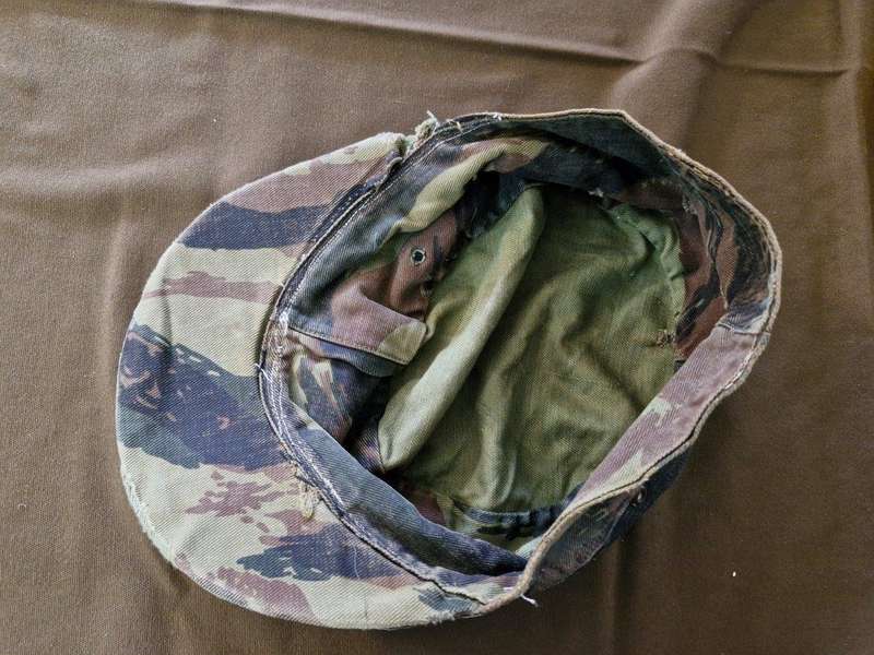 Unknown Lizard/Tiger stripe Camo pattern cap. 58 Cm. Has field repairs.