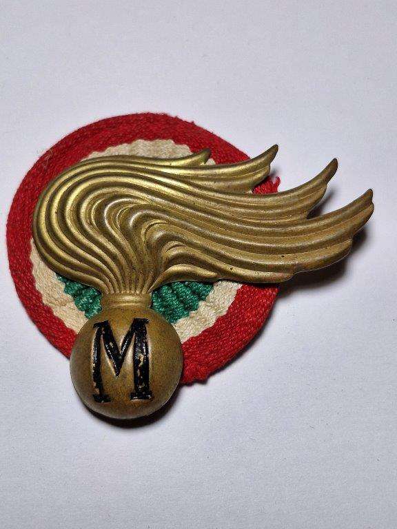 Italy WW2 Unknown badge with rosette. Fastening plate intact