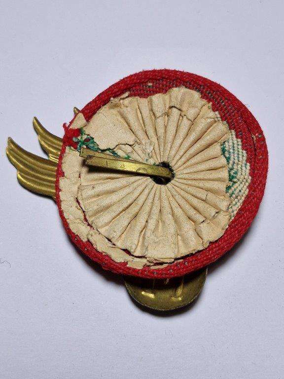 Italy WW2 Unknown badge with rosette. Fastening plate intact