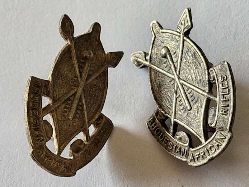 Rhodesian African Rifles Officer's Silver washed Collar badges