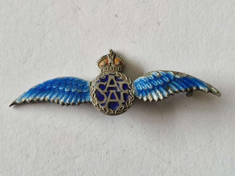 Sterling Silver and Enamel SAAF Sweetheart brooch. Missing pin