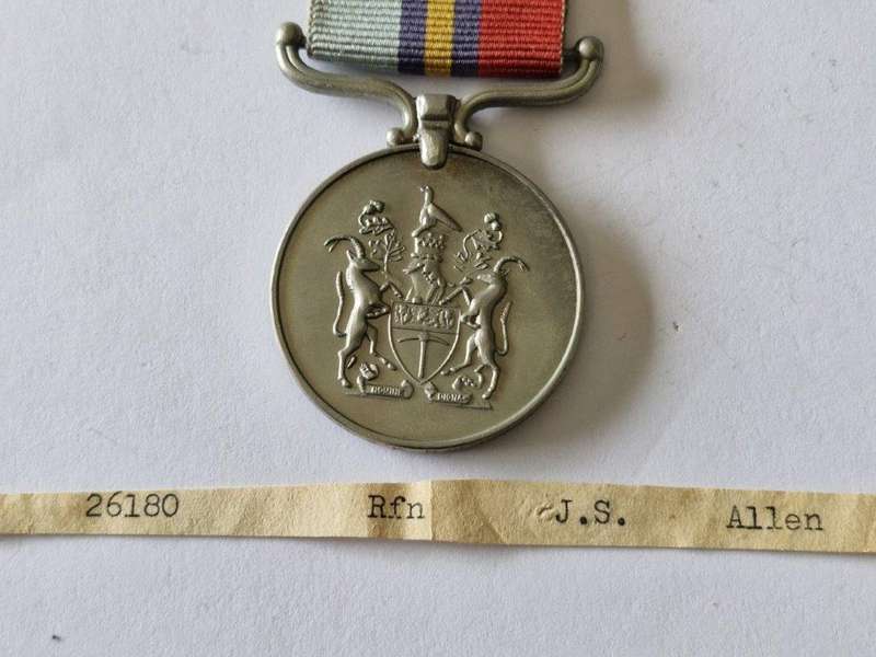 Full size Rhodesian General Service Medal to 26180 Rfn J.S. Allen