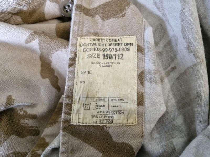 British Light Weight Desert DPM Camo Combat Jacket. 60 Cm Armpit to Armpit