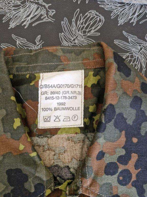 German Flecktarn Camo Jacket. 51 Cm Armpit to Armpit.