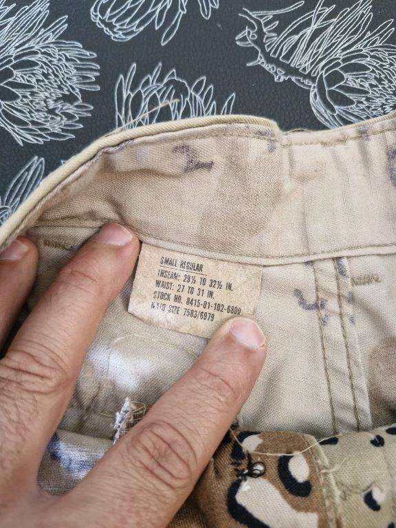 US Desert Storm Chocolate Chip camo trousers. 40 Cm across waist.