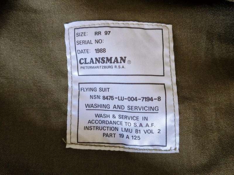 19 Squadron SAAF Flight suit with 19 Squadron patch. 54 Cm Armpit to Armpit. Good used condition.