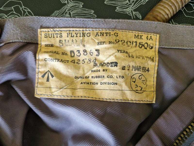 RAF 1964 Anti G Suite Mk4 A as used by SAAF. Good used condition.