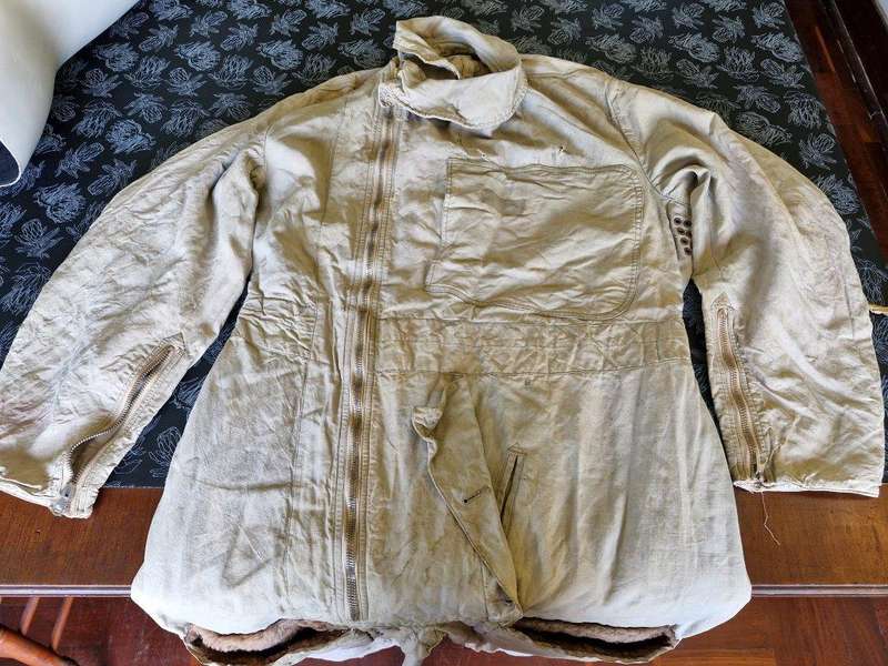 WWII Battle of Britain period "Sidcot" Flight Suit. Arm zip stripped, has some damage. 1939