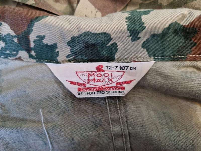 SAP 1st pattern Star Burst Cammo overall. Pockets looks to have been re-stitched. Cm Armpits