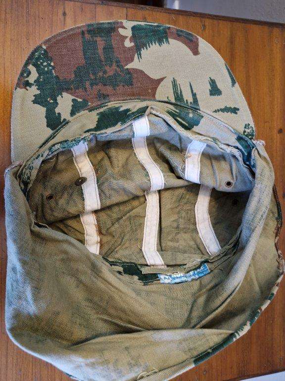 SAP 1st Pattern Camo cap with neck flap. Made by Normoyle Durban . 57 Cm