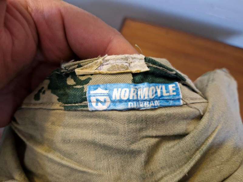 SAP 1st Pattern Camo cap with neck flap. Made by Normoyle Durban . 57 Cm