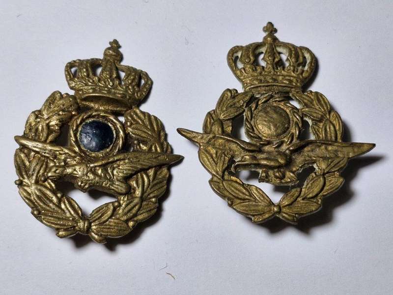 Greek WWII Sand cast Air Force Cap badges