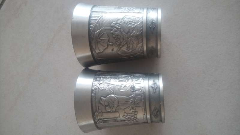 Vintage German 2xZinn cups