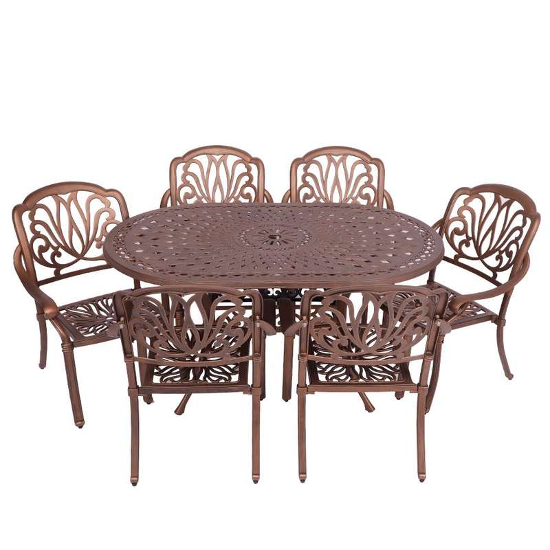 6 Seater Protea Patio Set, 150x96cm Oval Table
