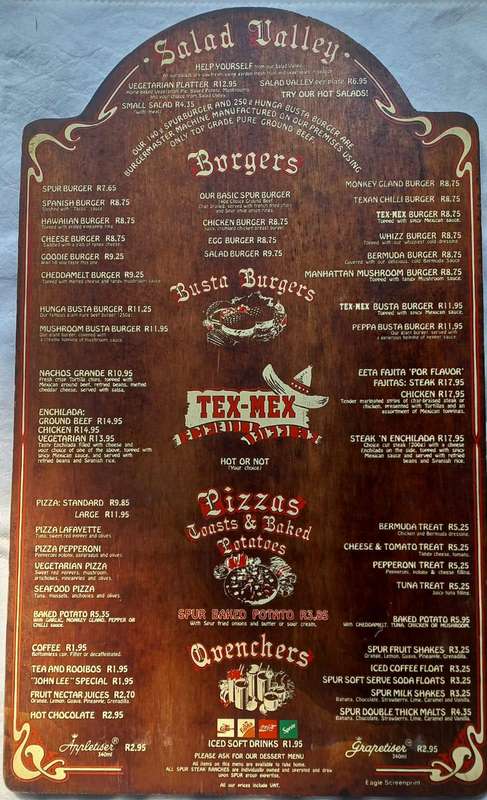 Old Spur Wood Menu