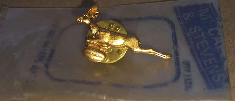 SOUTH AFRICA (SPRINGBOKS) pin from the 70s IN ORIGINAL PACKAGING See Photos