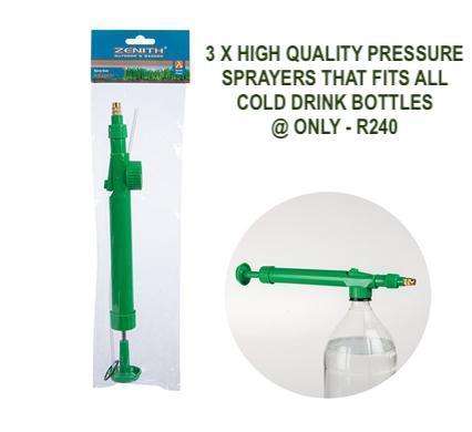 Pressure Sprayers X 3  - Pump Action : 300mm that fits all cold drink bottles