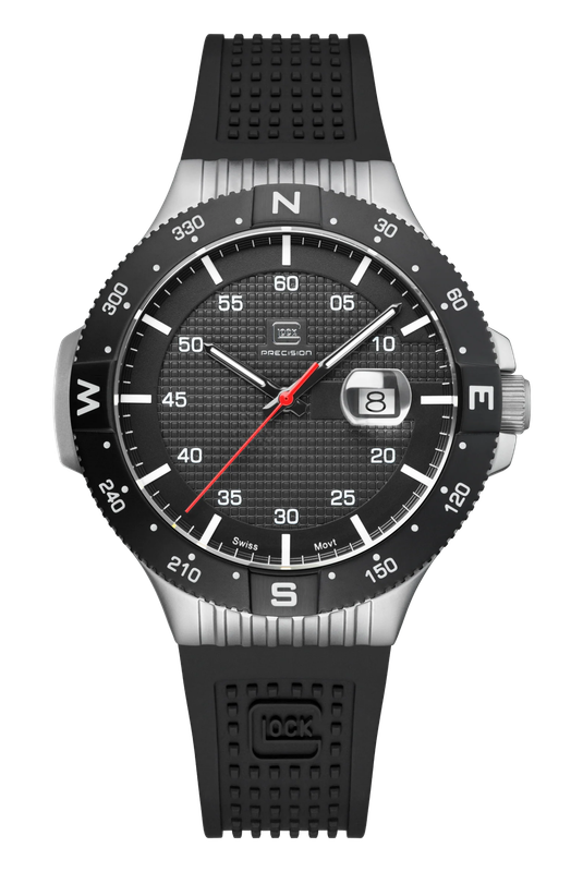Men's Glock Watch With Black Strap And Black Face And Silver Tone Case GW-15-1-22