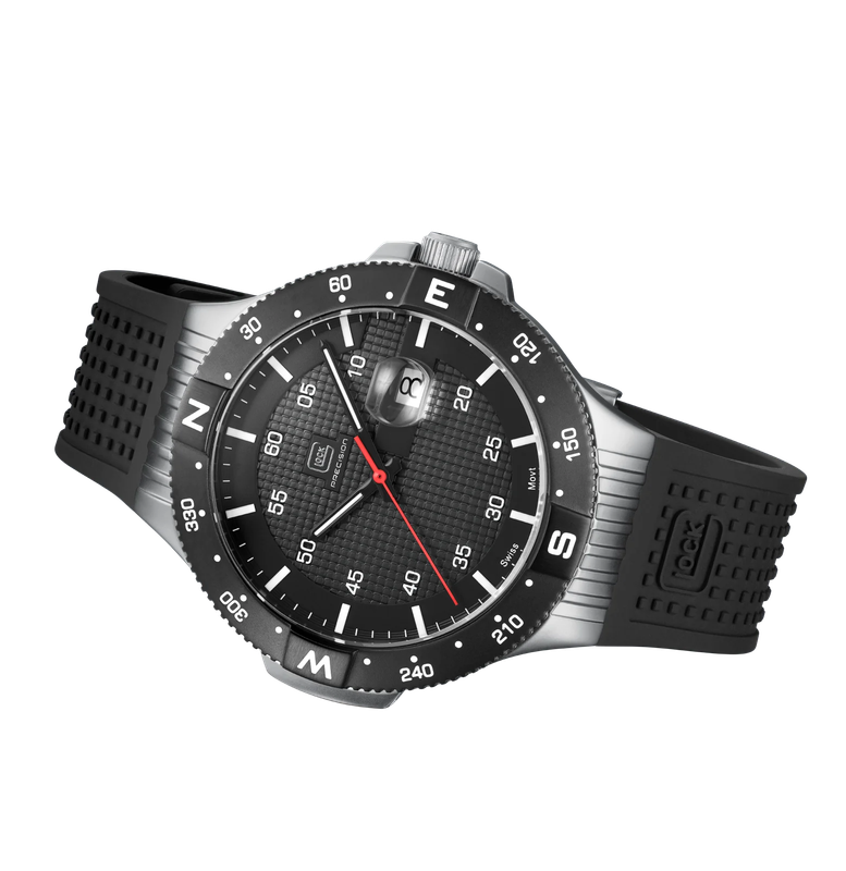 Men's Glock Watch With Black Strap And Black Face And Silver Tone Case GW-15-1-22