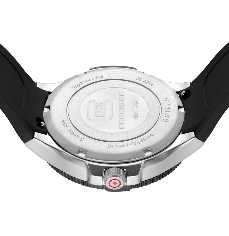 Men's Glock Watch With Black Strap And Black Face And Silver Tone Case GW-15-1-22