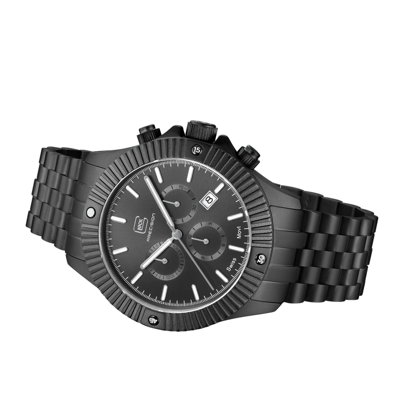 Men's Glock Watch With Gunmetal Stainless Steel Strap,  Gunmetal Face And Gunmetal Case GW-38-1-22