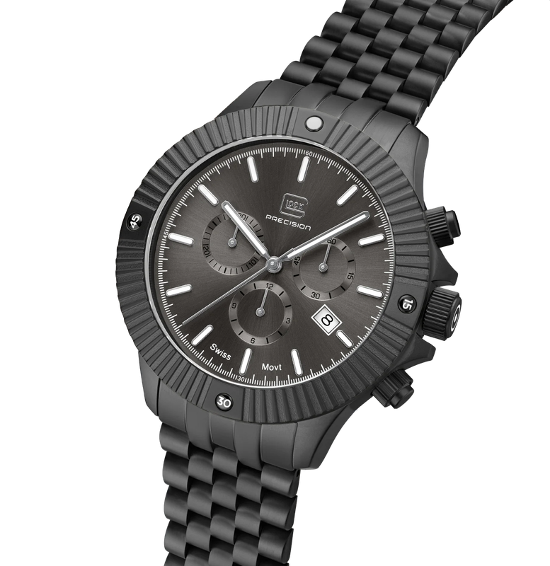Men's Glock Watch With Gunmetal Stainless Steel Strap,  Gunmetal Face And Gunmetal Case GW-38-1-22