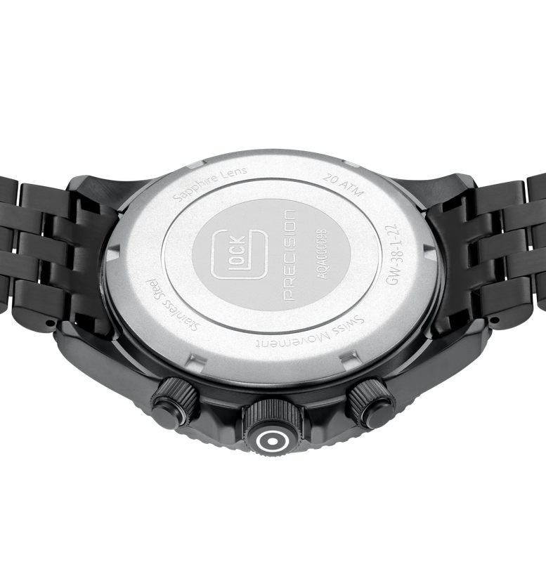 Men's Glock Watch With Gunmetal Stainless Steel Strap,  Gunmetal Face And Gunmetal Case GW-38-1-22
