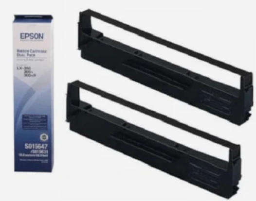EPSON C13S015647 Black SIDM Ribbon Cartridge for LX-350/LX-300 Dual-Pack