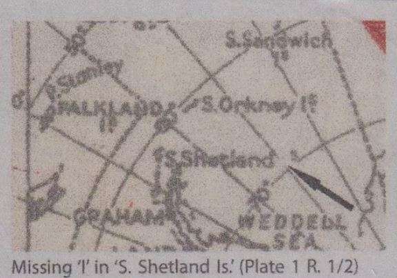 FALKLAND ISLANDS DEPS 1946 6d "MISSING 'I' IN S. SHETLAND UM SG G6b CV £250