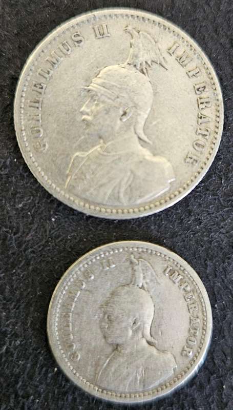 GERMAN EAST AFRICA HALF RUPIE AND QUARTER RUPIE 1909