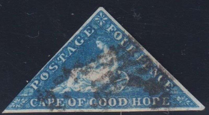 CAPE OF GOOD HOPE 1853 4d BLUE  TRIANGLE FINE USED