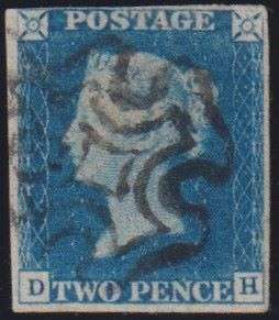 GREAT BRITAIN 1840 2d BLUE - FINE USED WITH BLACK MALTESE CROSS