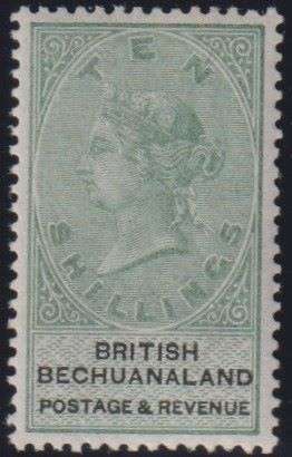 BECHUANALAND 1887 QVIC 10/- SUPERB MINT - SACC 19 CV R7000