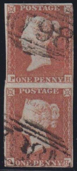 GREAT BRITAIN 1841 1d RED PAIR  PLATE 90 FINE USED