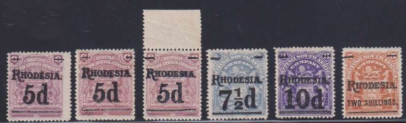 RHODESIA -BSAC 1909 SURCHARGES FINE MINT - CV R3000+