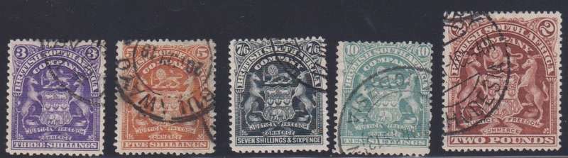RHODESIA-BSAC 1895 VALUES TO £2 FINE USED - CV R1800