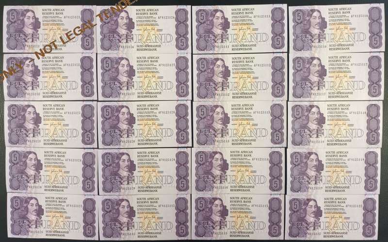GPC DE KOCK   COLLECTION OF UNC TWO RAND & FIVE RAND BANKNOTES - IN SERIES