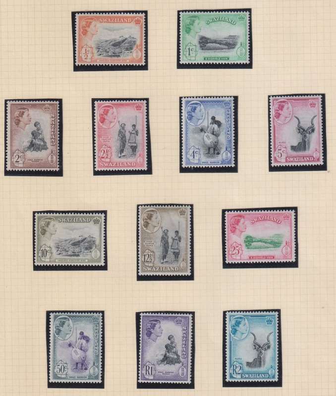 SWAZILAND QE11 SUPERB UNMOUNTED  MINT DEFINITIVES ON PAGES