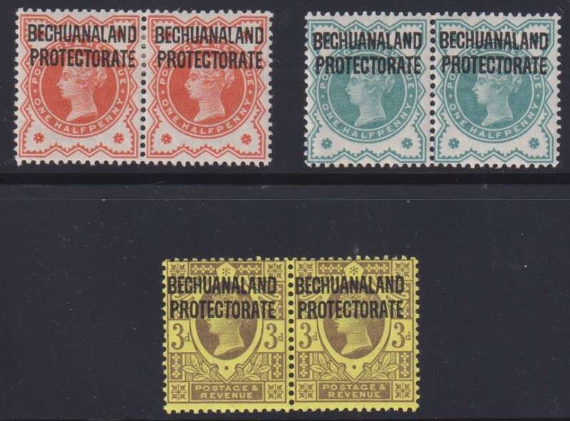 BECHUANALAND QVIC 1897  OVERPRINT PAIRS FINE MINT