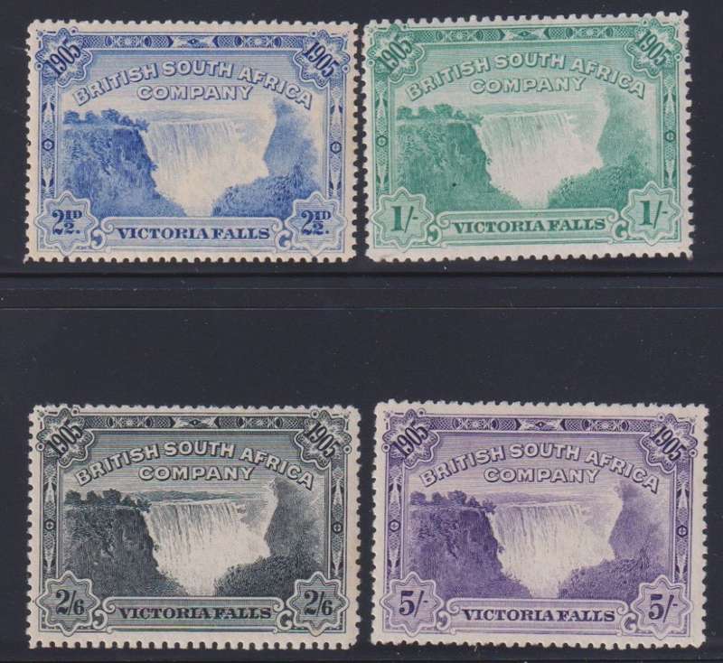 RHODESIA - BSAC 1905 VIC FALLS HIGH VALUES  FINE HINGED MINT - CV R4900