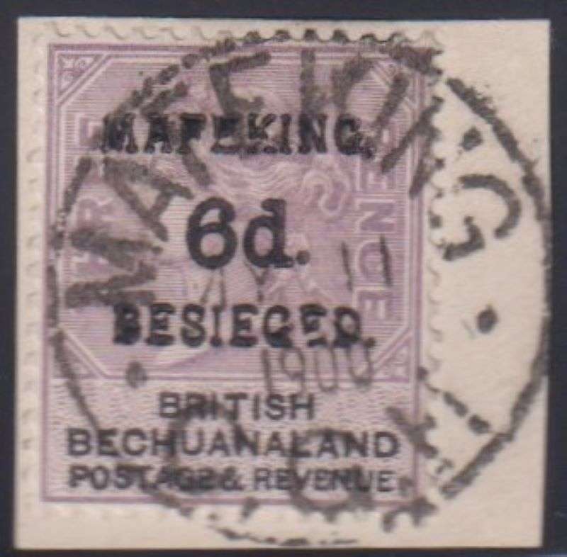 MAFEKING 1900 6d ON BRITISH BECH  SUPERB  USED  ON PIECE  - SACC 8 - CV R2000-