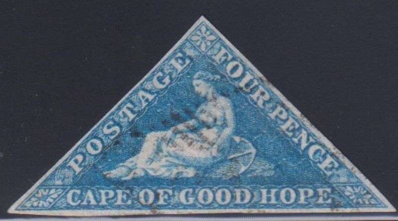 CAPE OF GOOD HOPE 1864 4d TRIANGLE  SUPERB USED SACC 15c CV R9000