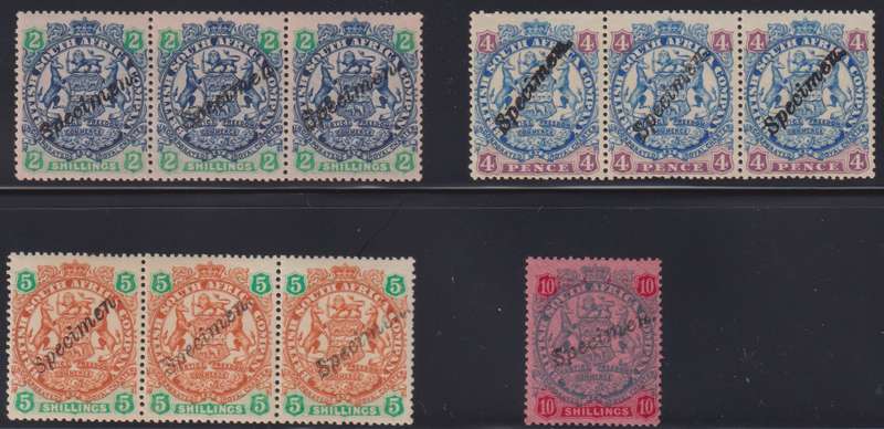 RHODESIA 1896-7 SPECIMEN OVERPRINTS- NICE LOT