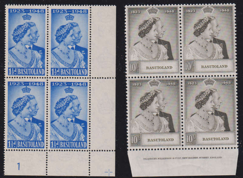 BASUTOLAND 1948 SILVER WEDDING Inscrip BLOCK M/UM  -  SACC 36/7 CV R4000