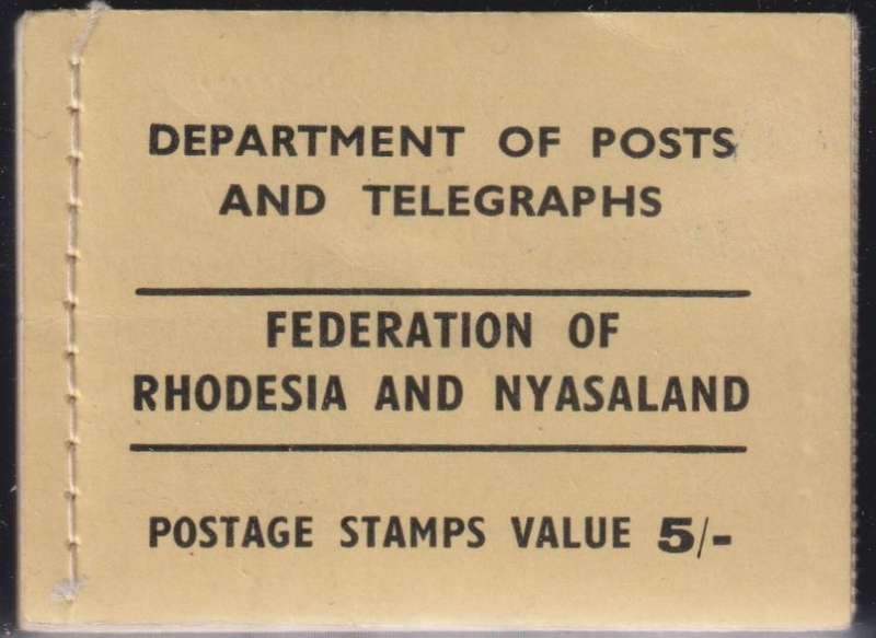 RHODESIA & NYASALAND 1955  QE11 BOOKLET - SCARCE  SACC B6   CV R1000