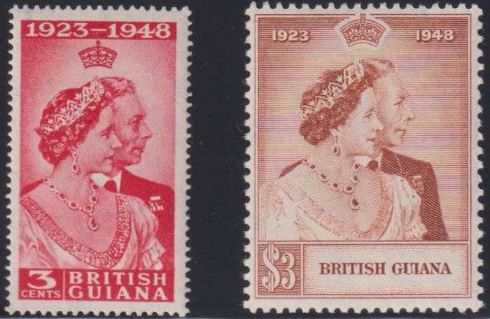 1948 ROYAL SILVER WEDDING - GUIANA,ST KITTS,DOMINICA,SOLOMON ISLES,HONDURAS MINT