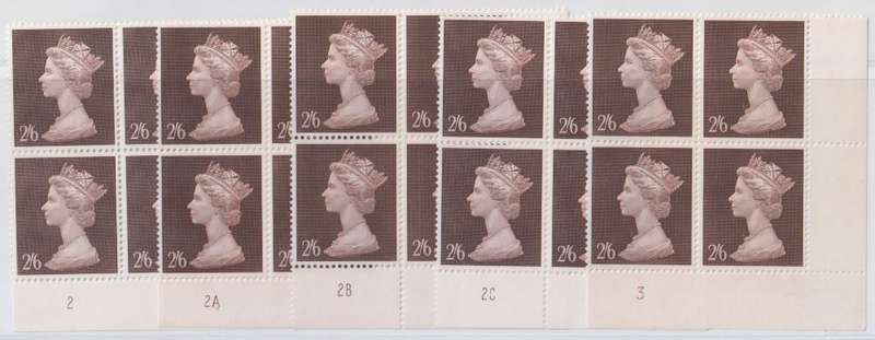 GREAT BRITAIN 1969 TERRIFIC LOT OF UNMOUNTED HIGH VALUE CYLINDER BLOCKS