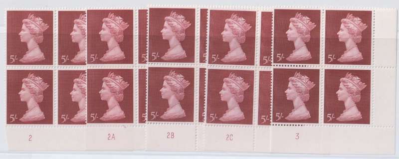 GREAT BRITAIN 1969 TERRIFIC LOT OF UNMOUNTED HIGH VALUE CYLINDER BLOCKS